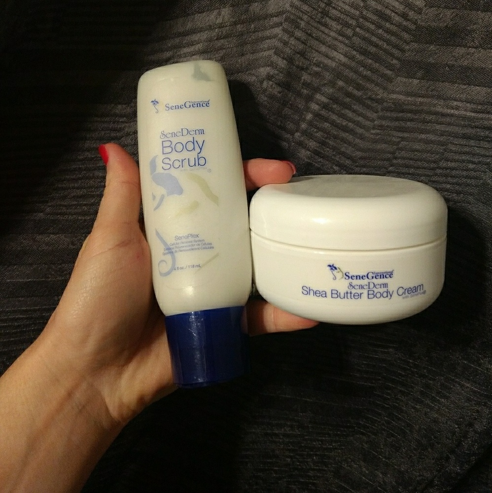 SeneGence LipSense body scrub and body cream